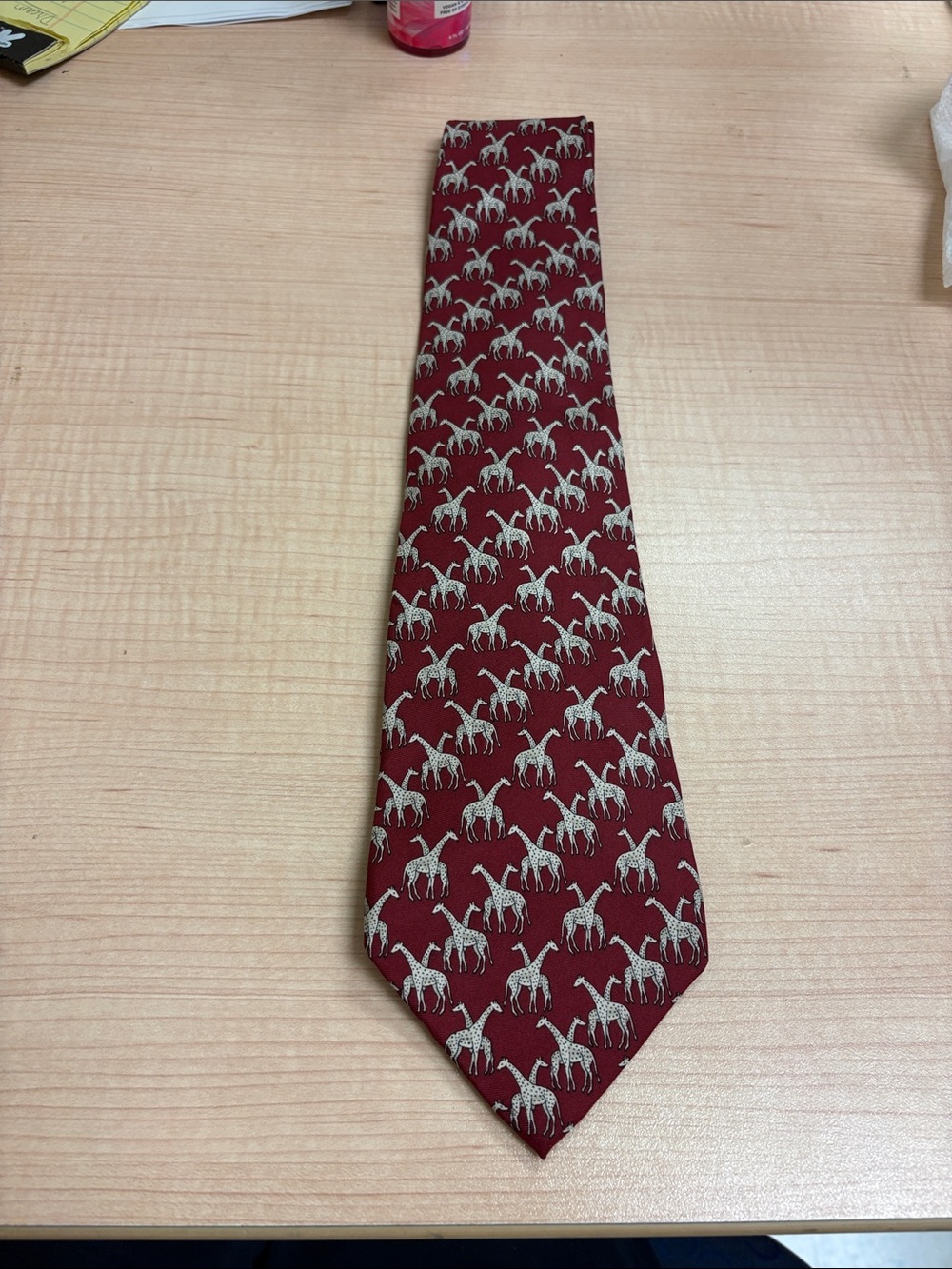Men's Burgundy Giraffe Print Silk Tie
